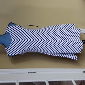 Tiana B. Navy and White Striped Midi Dress